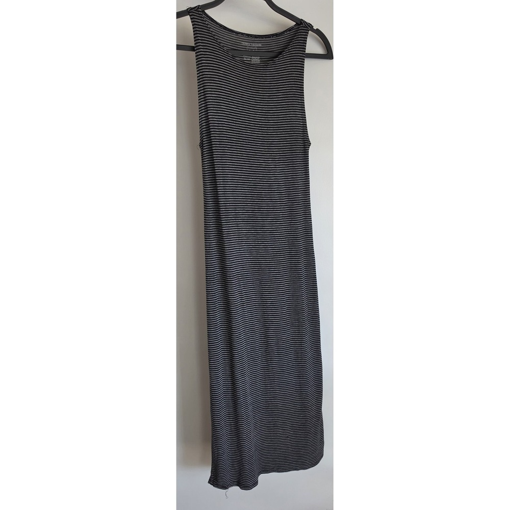 Olympia Theodora Sleeveless Maxi Dress Black White Striped Round Neck Gown